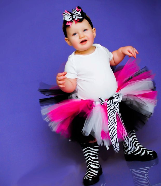 Hot Pink Zebra Fun Super Fluff Tutu- Great for First Birthdays, Weddings, Gifts, Holidays, Photographer Prop