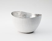 Paper Mache Vessel in White and Silver - The Wavy - Made to order