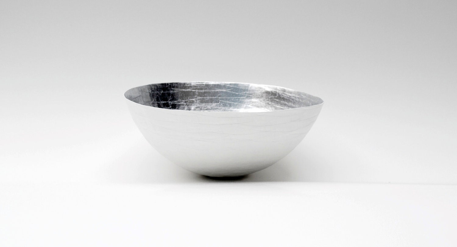 Paper Mache Bowl White and Silver - The Moon - Made to order
