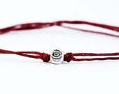 Evil Eye Adjustable Bracelet - Sterling Silver on Red Irish Linen