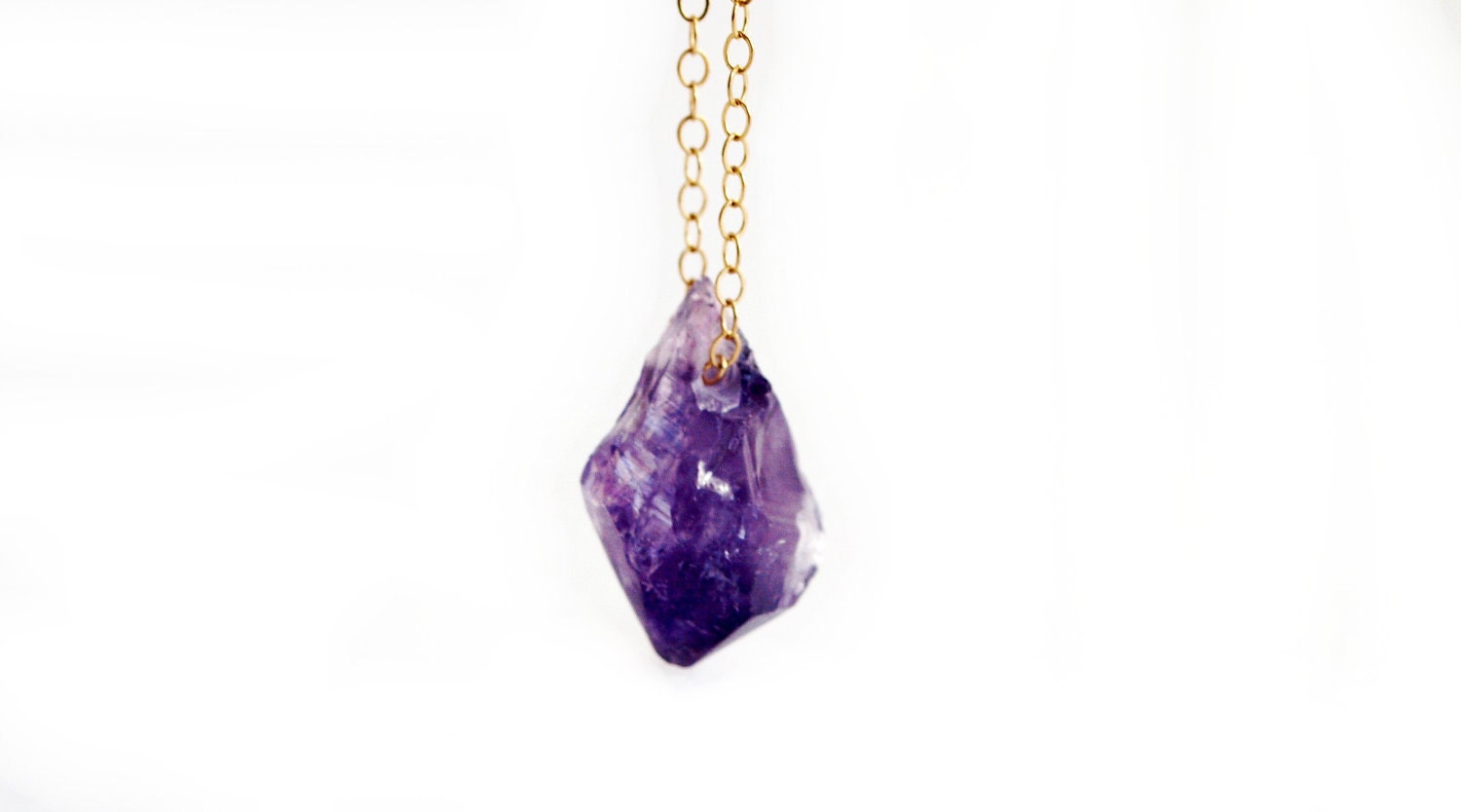 Raw Amethyst Necklace in Gold Filled  / February Birthstone / Rough Gemstone Crystal Jewelry