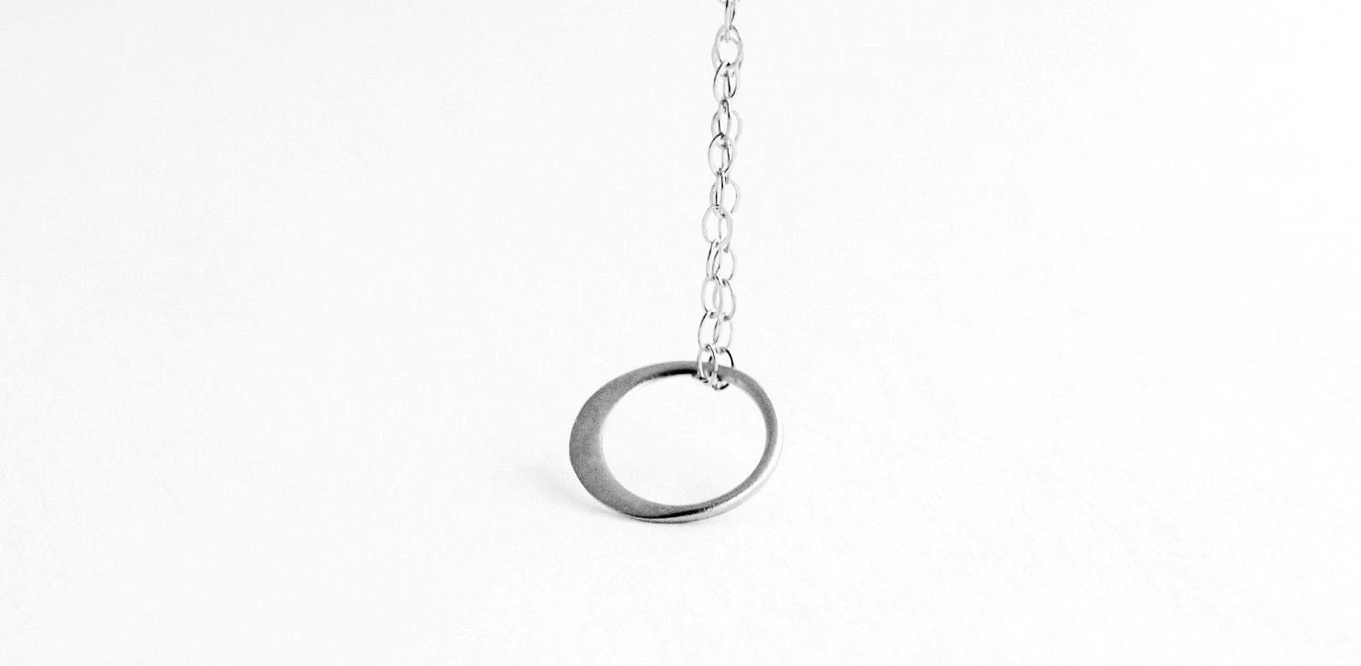 Tiny Silver Circle Necklace in Sterling Silver - Sweet and Simple Dainty Necklace