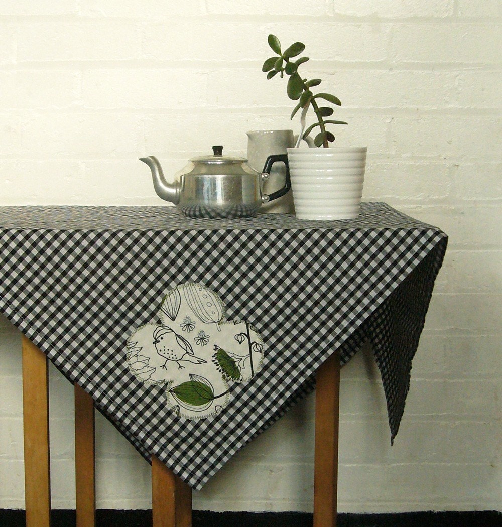little green gingham picnic tablecloth - made to order