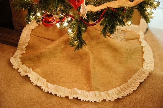 Christmas Tree Skirt burlap and ruffles