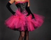 Custom Sizel hot pink and black hot pink and black tulle corset prom dress available in small- XL