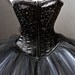 Custom Size Black and White rhinestone tulle Burlesque Corset Prom Dress