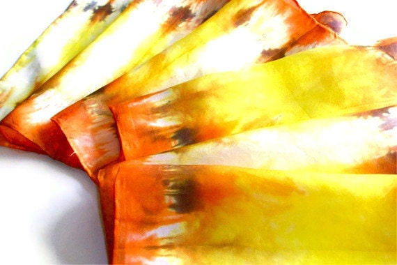 Silk Scarf Hand Dyed Yellow and Orange