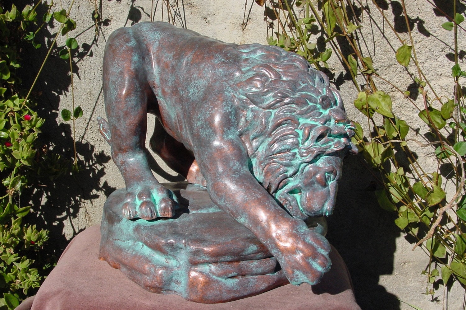 Original Ceramic Sculpture, Gentle Lion hand-painted