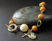 Chaplet Rosary Bracelet. Orange Bracelet. Handmade Christian Jewelry.