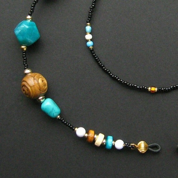 Turquoise Wood Beaded Eyeglasses Holder
