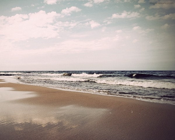 30% off  Peaceful Beach Photography 8x10 (20x25cm) Europe travel holiday autumn fall sea wave sky clouds vacation