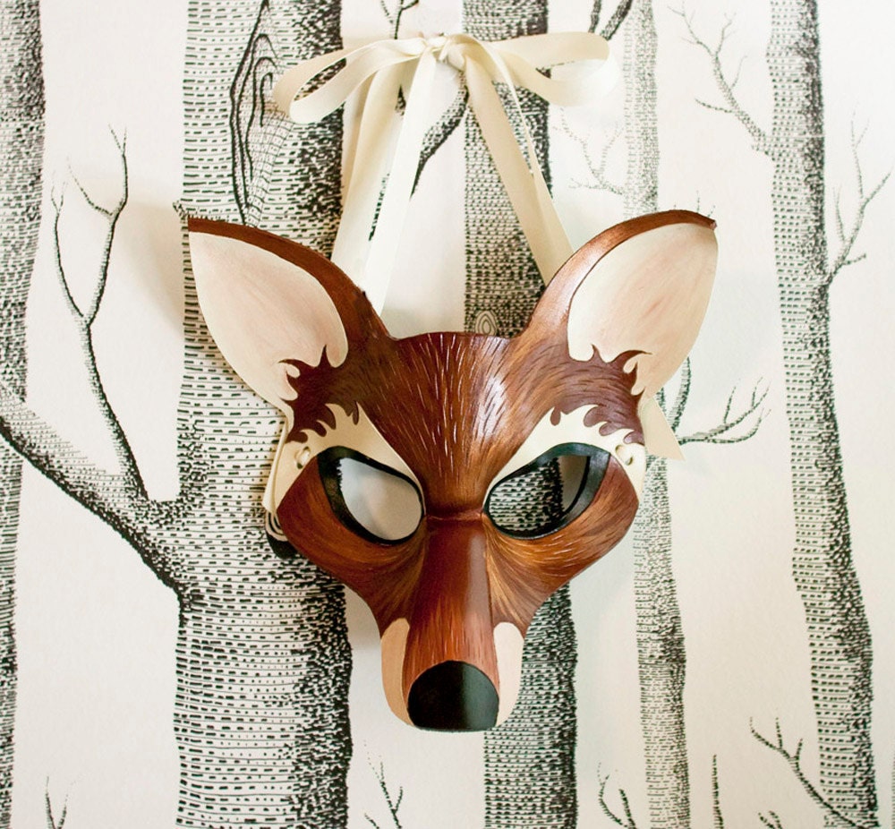 Fox Leather Mask, Child Size - Made to Order ECO-FRIENDLY