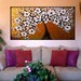 Reserved for Mary--White Tree Painting, Silver and Gold Textured Original Painting on Canvas 36x24 Wall Art
