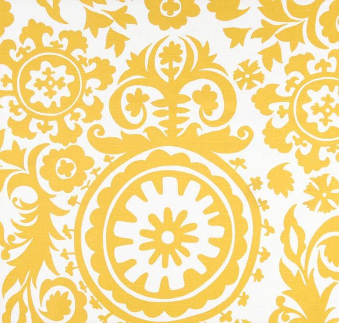 You Pick the Color - FREE SHIPPING Domestic Only - Set of Two 50x84 inch Designer Drapery Panels. Suzani in CornYellow and White - Unlined.