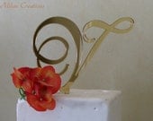Gold Mirror Monogram Cake Toppers