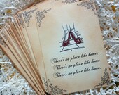 Wizard Of Oz Ruby Slippers Double Sided Cards Vintage Style Glittered Set Of Four