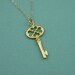 Gold Key Necklace - gold pendant - antique key - handmade