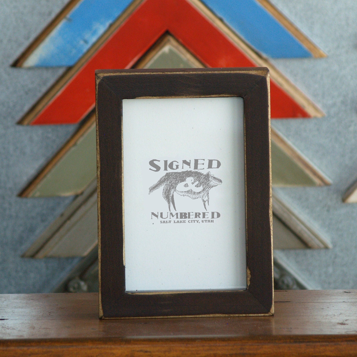 4x6 Picture Frame in 1x1 Flat Style with Vintage Dark Wood Tone Finish