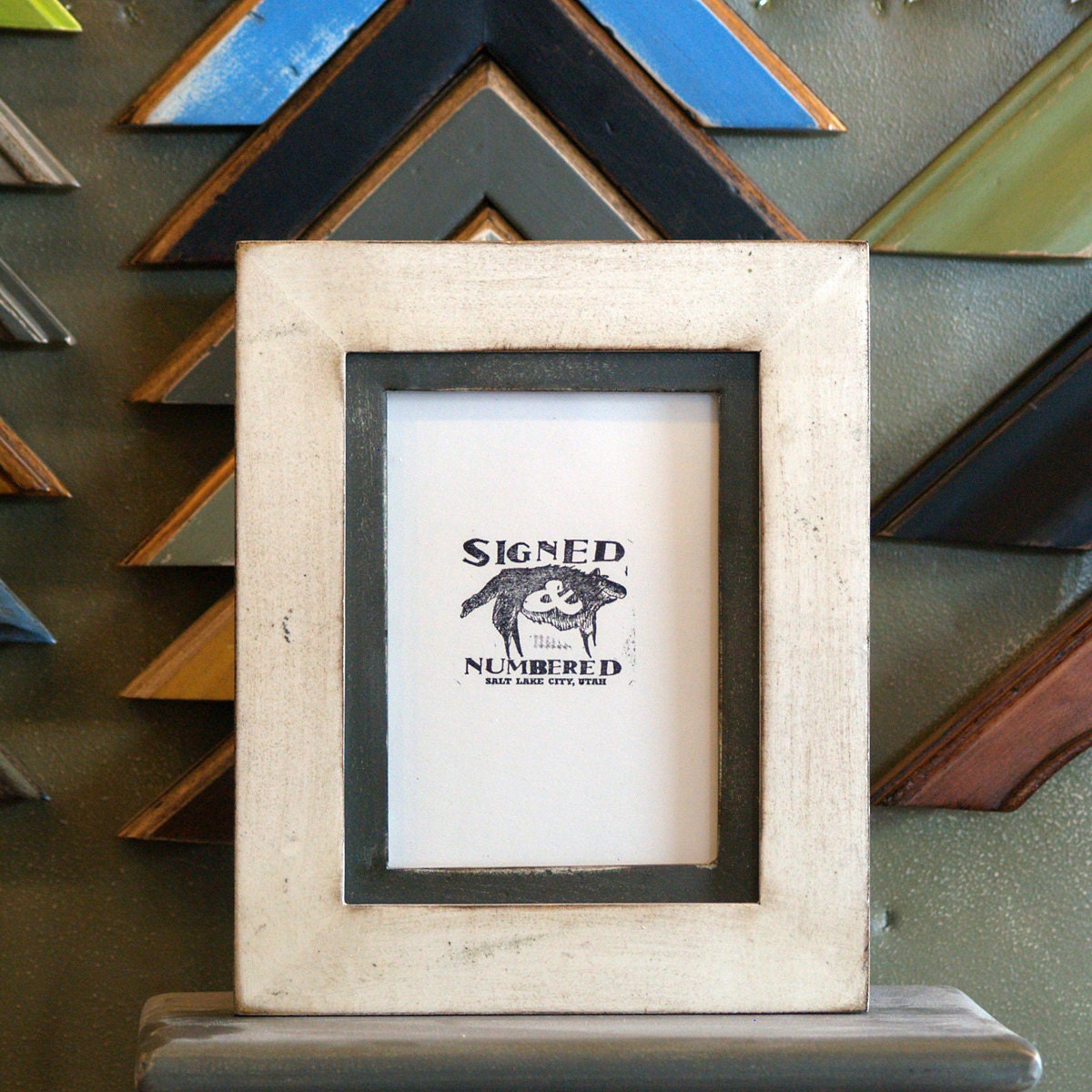 5x7 Picture Frame in Vintage White with Build-Down Style in Vintage Sable Grey
