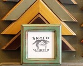 4x4 Square Picture Frame with Vintage Red under Robin's Egg Finish in Double Cove Style