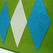 Glitter Vinyl Purse - Green with Sky Blue and White Retro Diamonds - Rockabilly Sparkle Vinyl Handbag