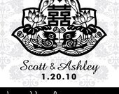 Weddings (Custom Rubber Stamp): Double Happiness Wedding with the Yuan-Yang Ducks. Custom Rubber Address Stamp (2010)