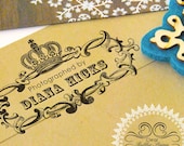 Custom Rubber Address Stamp - Vintage Scroll With Crown. Personalized Address Stamp, Wedding Stamp, Handmade by, Photgraph by (2032)