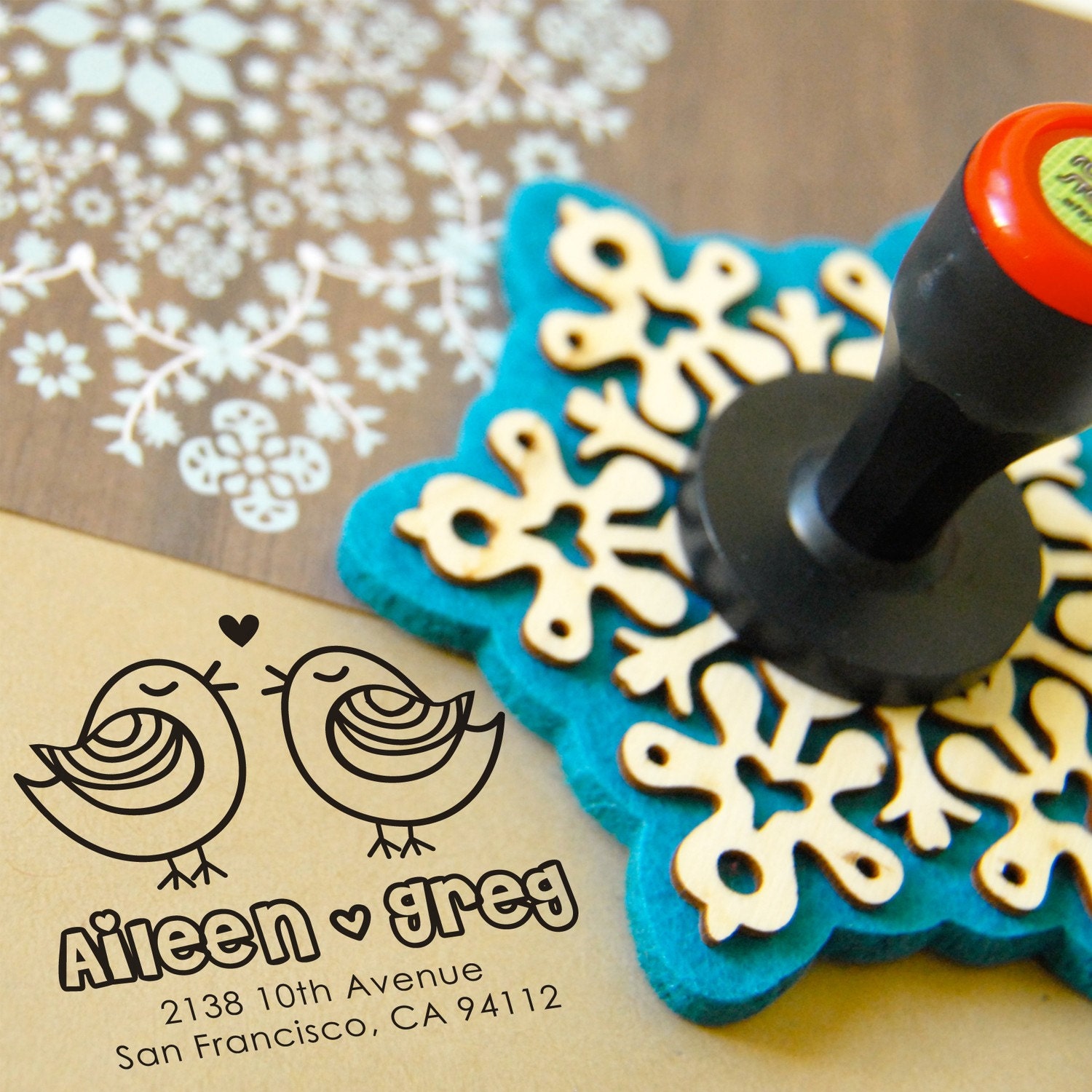 Custom Rubber Stamp. Birds in love (2015)