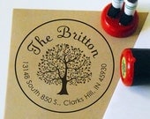 Custom Rubber Address Stamp: Tree Personalized Stamp. Wedding Stamp, Save the date, Thank You, Teacher, Initial, Monogram (1015R)