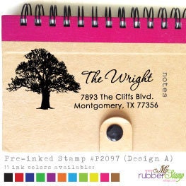 Unique Christmas Gifts. Personalized Pre-inked Stamp (Oak Tree Stamp). Custom Address Stamp, Wedding Stamp, Photography Business (P2079)