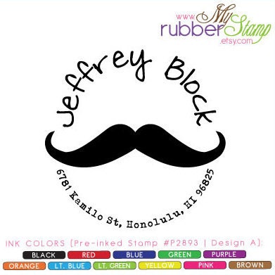 Mustache Self Inking Stamp. Personalized Birthday Gift Guide For Her, Gifts For Him, Custom Address Stamp (P2893)