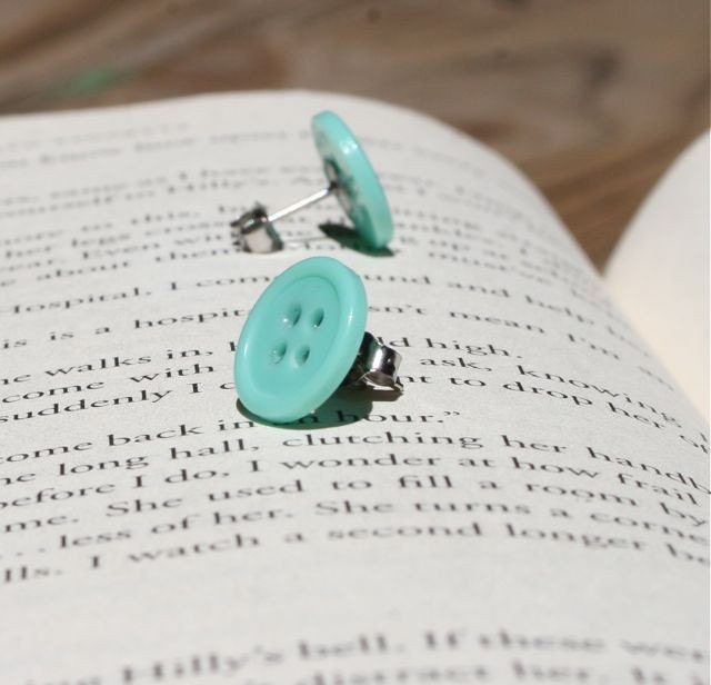 Tiffany Blue Button Earrings