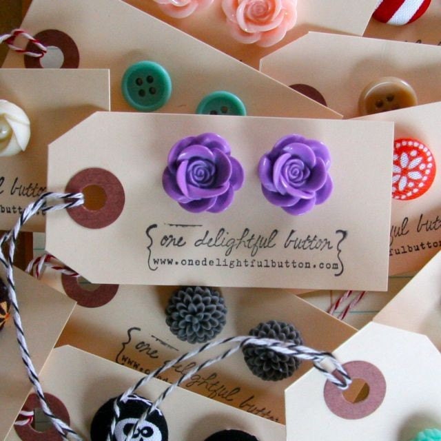 Tiffany Blue Button Earrings