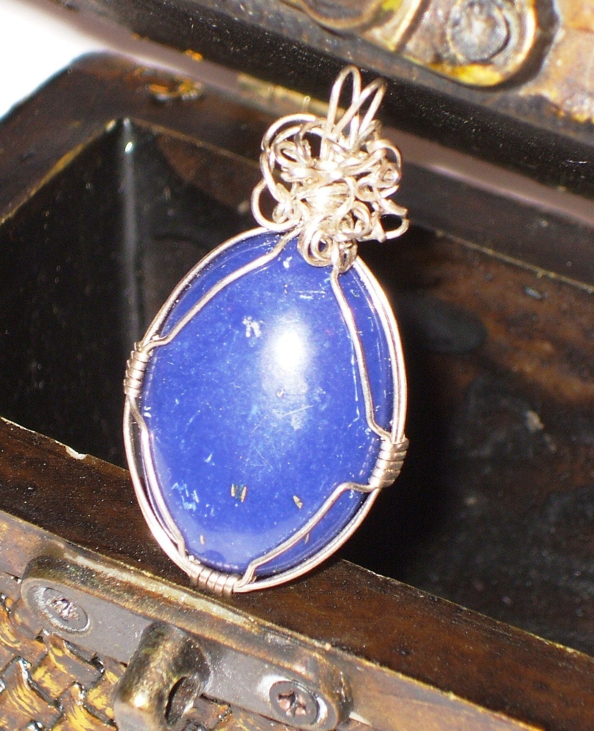 Royal Blue Lapis Lazuli Pendant in Sterling Silver - FREE SHIPPING