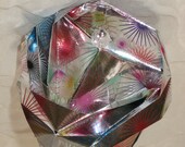 Hanging Origami Ornament, Metallic Fireworks Globe (H009)