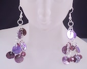 Purple Shell Drops and Swarovski Crystal Short Chain Earrings