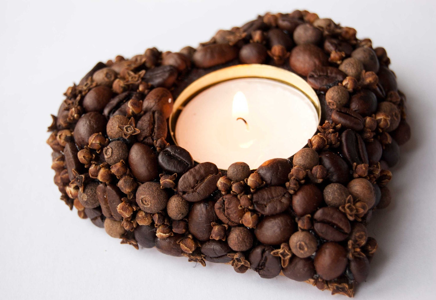 Candle holder -Wedding candle holder- Scented heart coffee beans pepper - Mother day gift