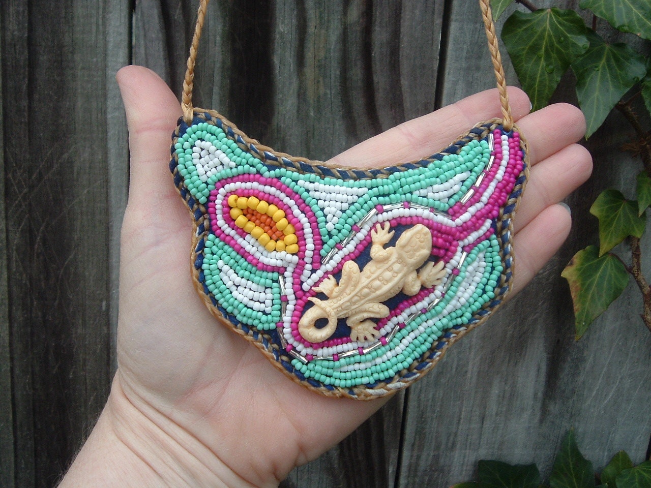 Handmade Beaded Embroidery Necklace