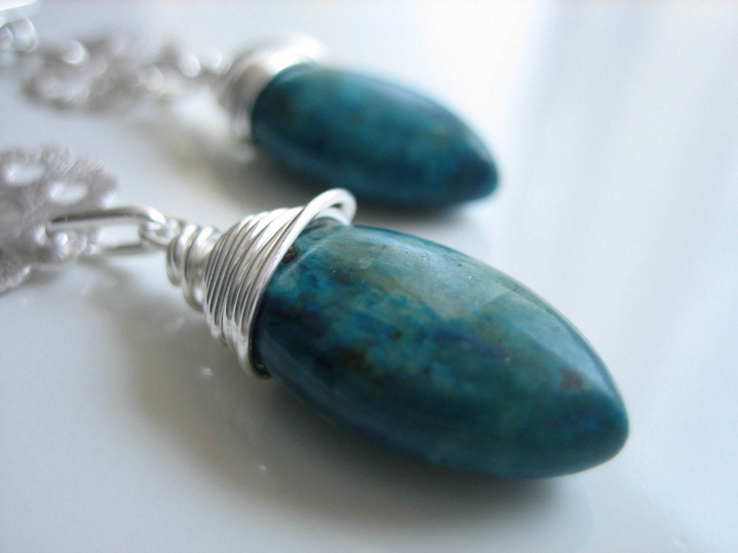 Carolina Earrings - Chrysocolla and Silver