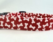 Awesome White Dog Bones on Bright Red Dog Collar