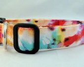 Awesome Bright Pink Orange Purple and Blue Tie Dye Dog Collar