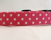 Awesome Bright Pink and White Polka Dot Dog Collar