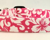 Bright Hot Fuchsia Pink Hawaiian Hibiscus Flower Dog Collar