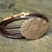 Bronze Rose Leaf Bracelet - Eco Friendly Recycled Bronze - Medium Rose Leaf Leather Wrap
