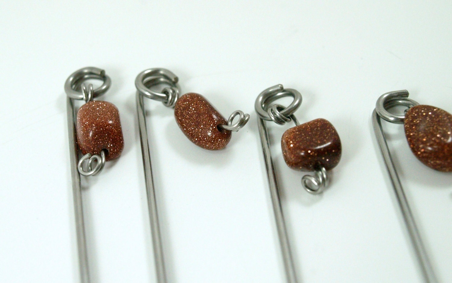 Stainless Steel Martini Picks with Goldstone Beads