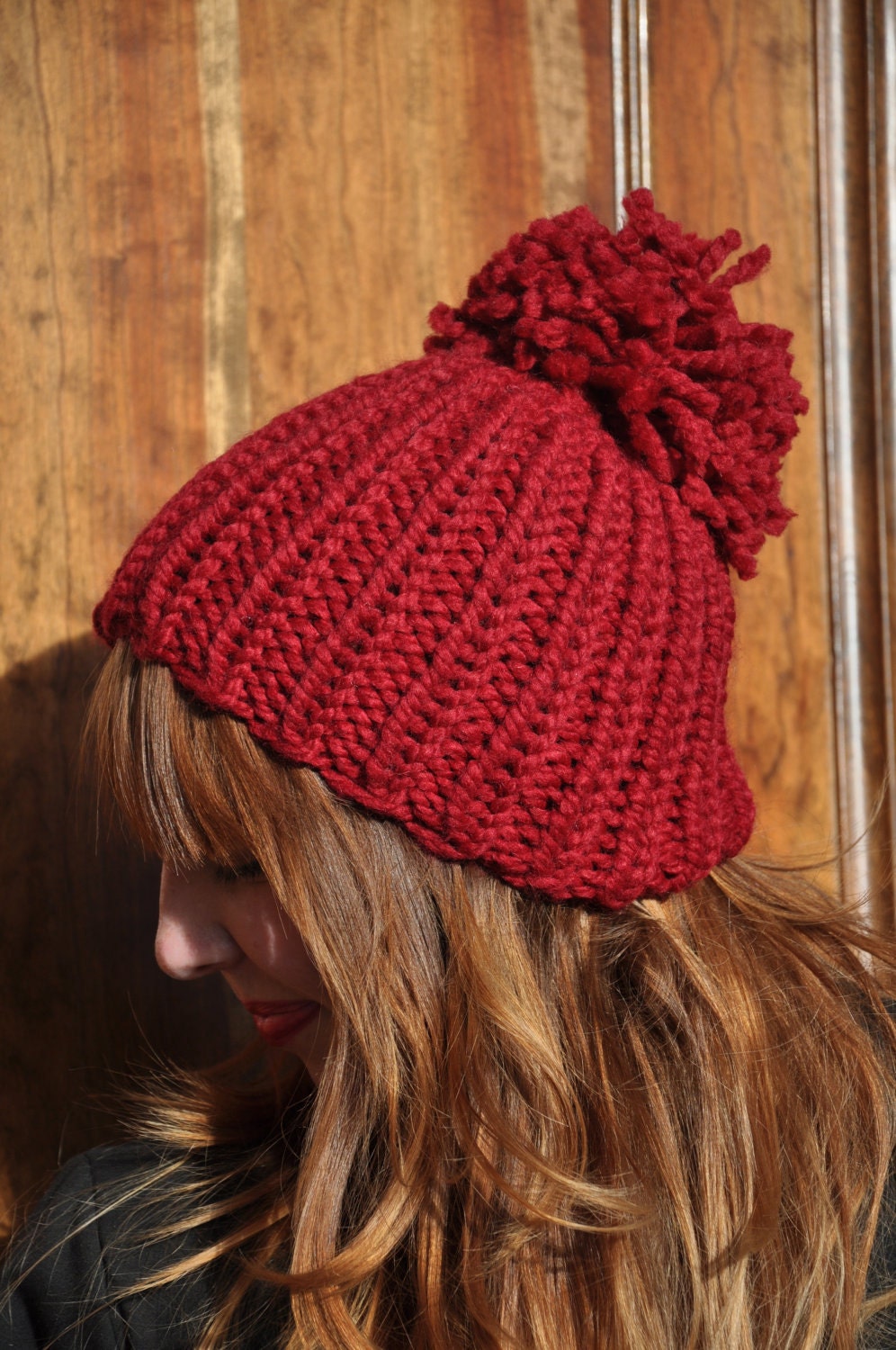 red knit hat