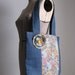 SALE (was 65.00) tote bag - denim bag - recycled bag -  denim purse - BONUS flower pin