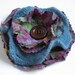 FABRIC BROOCH - recycled teal wool pin - Lynn Minney Designs