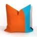 Orange Blue Pillow Cover - Turquoise Outdoor Cushion - Decorative Modern Colorblock - Color Block - Pop Sunbrella 16 inch