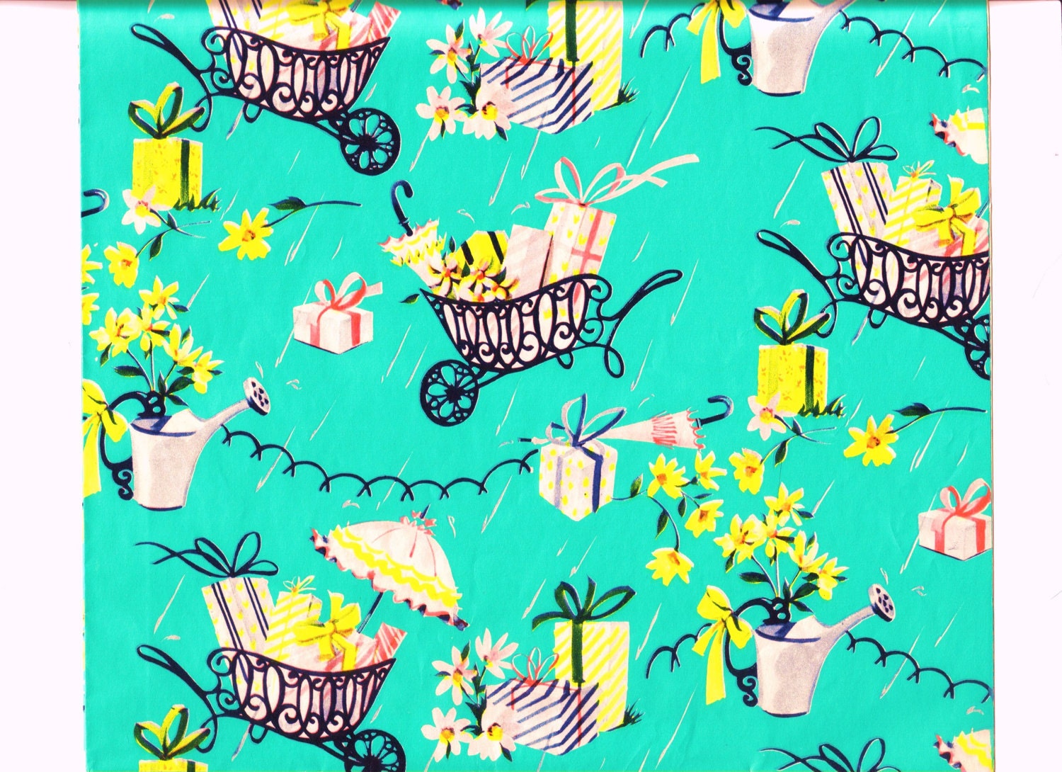 1950s GIFT WRAP / Wrapping Paper - Wedding Shower - Vintage